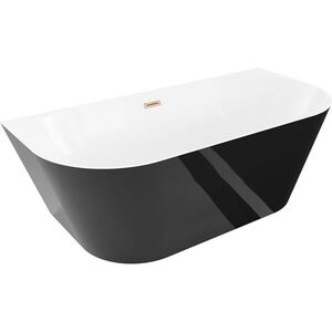 MEXEN/S Oval Slim volně stojící vana nástěnná 170 x 80, bílá/černá, sifon a přepad měď kartáčovaná 52661708075-65 obraz