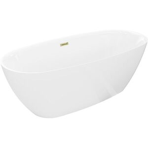 MEXEN/S Luvo Slim volně stojící vana 170 x 75, bílá, sifon a přepad zlatá 52801707500-50 obraz