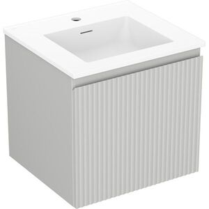 MEXEN/S Rivel koupelnová skříňka 50 cm s umyvadlem Otis, 1 šuplík, reliéf , šedá mat/bílá mat 91A20-05047-1-BF62-W18M01 obraz