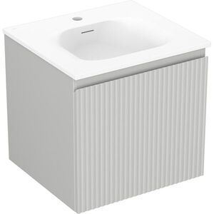 MEXEN/S Rivel koupelnová skříňka 50 cm s umyvadlem Vela, 1 šuplík, reliéf , šedá mat/bílá mat 91A20-05047-1-BF62-W23M01 obraz