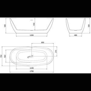MEXEN/S Luvo Slim volně stojící vana 170 x 75, bílá, sifon a přepad měď kartáčovaná 52801707500-65 obraz