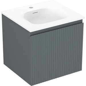 MEXEN/S Rivel koupelnová skříňka 50 cm s umyvadlem Vela, 1 šuplík, reliéf , grafit mat/bílá mat 91A20-05047-1-BF66-W23M01 obraz