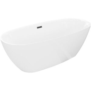 MEXEN/S Luvo Slim volně stojící vana 170 x 75, bílá, sifon a přepad černá 52801707500-70 obraz