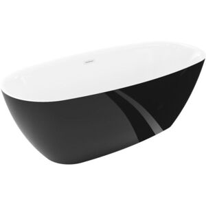 MEXEN/S Luvo Slim volně stojící vana 170 x 75, bílá/černá, sifon a přepad bílá 52801707575-20 obraz