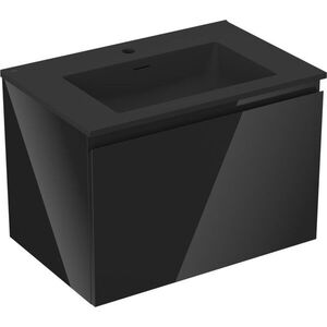 MEXEN/S Orio koupelnová skříňka 70 cm s umyvadlem Otis, 1 šuplík, černá lesk/černá mat 91A10-07047-1-BF70-W18M71 obraz