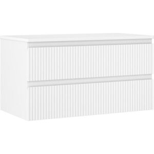 MEXEN/S Rivel koupelnová skříňka pod umyvadlo 90 cm s deskou, 2 zásuvky, reliéf , bílá mat 91A20-09047-2-BFFC01 obraz