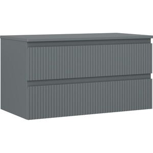 MEXEN/S Rivel koupelnová skříňka pod umyvadlo 90 cm s deskou, 2 zásuvky, reliéf , grafit mat 91A20-09047-2-BFFC66 obraz