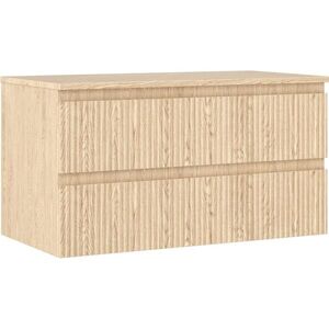 MEXEN/S Rivel koupelnová skříňka pod umyvadlo 90 cm s deskou, 2 zásuvky, reliéf , dub 91A20-09047-2-BFFC81 obraz