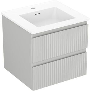 MEXEN/S Rivel koupelnová skříňka 50 cm s umyvadlem Otis, 2 zásuvky, reliéf , šedá mat/bílá mat 91A20-05047-2-BFF62-W18M01 obraz