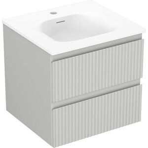 MEXEN/S Rivel koupelnová skříňka 50 cm s umyvadlem Vela, 2 zásuvky, reliéf , šedá mat/bílá mat 91A20-05047-2-BFF62-W23M01 obraz