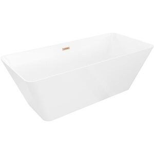 MEXEN/S Velo Slim volně stojící vana 170 x 75, bílá, sifon a přepad měď kartáčovaná 52811707500-65 obraz