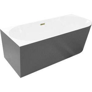 MEXEN/S Silo volně stojící rohová vana levá reliéf 170 x 80, bílá/šedá, sifon a přepad zlatá 52891708062L-50 obraz