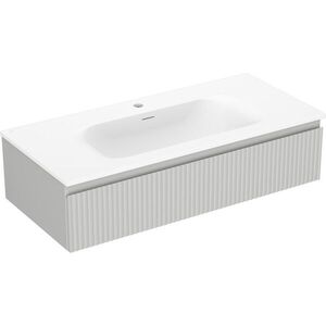 MEXEN/S Rivel koupelnová skříňka 100 cm s umyvadlem Vela, 1 šuplík, reliéf , šedá mat/bílá mat 91A20-10023-1-BF62-W23M01 obraz