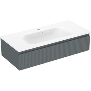 MEXEN/S Rivel koupelnová skříňka 100 cm s umyvadlem Vela, 1 šuplík, reliéf , grafit mat/bílá mat 91A20-10023-1-BF66-W23M01 obraz
