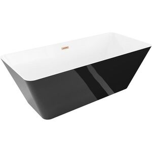 MEXEN/S Velo Slim volně stojící vana 170 x 75, bílá/černá, sifon a přepad měď kartáčovaná 52811707575-65 obraz