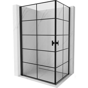 MEXEN/S Mist-B Duo sprchový kout dveře křídlové 100 x 80, černá kratka, černá 8A2-100L-080P-70-77 obraz