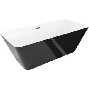 MEXEN/S Velo Slim volně stojící vana 170 x 75, bílá/černá, sifon a přepad černá 52811707575-70 obraz
