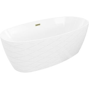 MEXEN/S Olea volně stojící vana vzor 170 x 80, bílá, sifon a přepad zlatá 52821708000-50 obraz