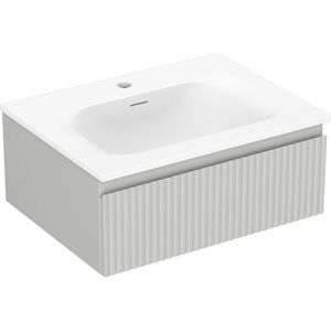 MEXEN/S Rivel koupelnová skříňka 60 cm s umyvadlem Vela, 1 šuplík, reliéf , šedá mat/bílá mat 91A20-06023-1-BF62-W23M01 obraz
