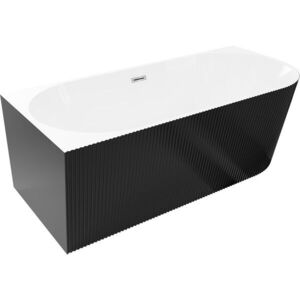 MEXEN/S Silo volně stojící rohová vana levá reliéf 170 x 80, bílá/černá, sifon a přepad chrom 52891708075L-01 obraz