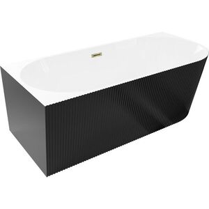 MEXEN/S Silo volně stojící rohová vana levá reliéf 170 x 80, bílá/černá, sifon a přepad zlatá 52891708075L-50 obraz