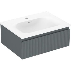MEXEN/S Rivel koupelnová skříňka 60 cm s umyvadlem Vela, 1 šuplík, reliéf , grafit mat/bílá mat 91A20-06023-1-BF66-W23M01 obraz
