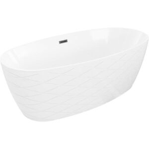 MEXEN/S Olea volně stojící vana vzor 170 x 80, bílá, sifon a přepad černá 52821708000-70 obraz