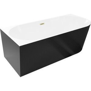 MEXEN/S Silo volně stojící rohová vana levá reliéf 170 x 80, bílá/černá, sifon a přepad zlatá kartáčovaná 52891708075L-55 obraz