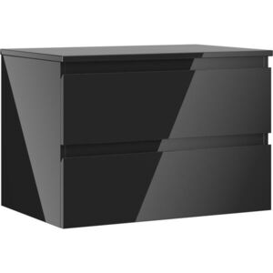 MEXEN/S Orio koupelnová skříňka pod umyvadlo 70 cm s deskou, 2 zásuvky, černá lesk 91A10-07047-2-BFFC70 obraz