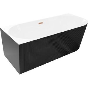 MEXEN/S Silo volně stojící rohová vana levá reliéf 170 x 80, bílá/černá, sifon a přepad měď kartáčovaná 52891708075L-65 obraz