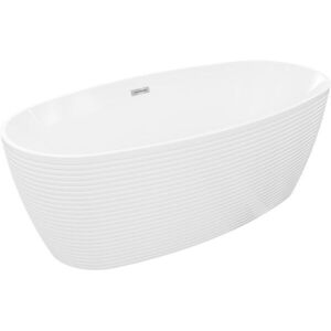 MEXEN/S Lira volně stojící vana vzor 170 x 80, bílá, sifon a přepad chrom 52831708000-01 obraz