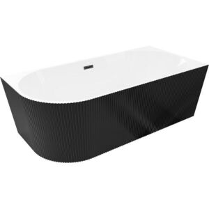 MEXEN/S Silo volně stojící rohová vana pravá reliéf 170 x 80, bílá/černá, sifon a přepad černá 52891708075P-70 obraz