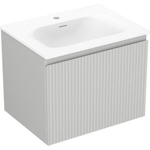 MEXEN/S Rivel koupelnová skříňka 60 cm s umyvadlem Vela, 1 šuplík, reliéf , šedá mat/bílá mat 91A20-06047-1-BF62-W23M01 obraz