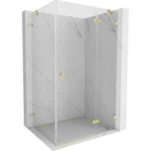MEXEN/S Lunar sprchový kout dveře křídlové pravá 75 x 90, transparent, zlato kartáčovaná 834-075-090-55-00-P obraz