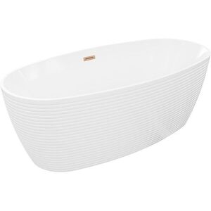 MEXEN/S Lira volně stojící vana vzor 170 x 80, bílá, sifon a přepad měď kartáčovaná 52831708000-65 obraz