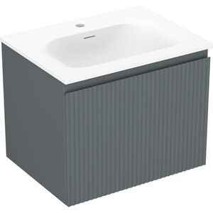 MEXEN/S Rivel koupelnová skříňka 60 cm s umyvadlem Vela, 1 šuplík, reliéf , grafit mat/bílá mat 91A20-06047-1-BF66-W23M01 obraz