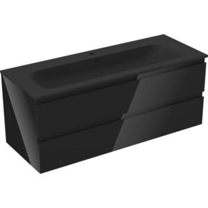 MEXEN/S Orio koupelnová skříňka 120 cm s umyvadlem Vela, 2 zásuvky, černá lesk/černá mat 91A10-12047-2-BFF70-W23M71 obraz
