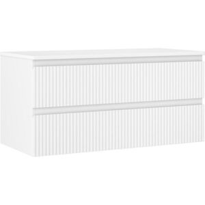 MEXEN/S Rivel koupelnová skříňka pod umyvadlo 100 cm s deskou, 2 zásuvky, reliéf , bílá mat 91A20-10047-2-BFFC01 obraz