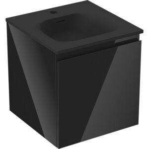 MEXEN/S Orio koupelnová skříňka 45 cm s umyvadlem Vela, 1 šuplík, černá lesk/černá mat 91A10-04547-1-BF70-W23M71 obraz