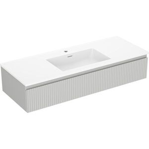 MEXEN/S Rivel koupelnová skříňka 120 cm s umyvadlem Otis, 1 šuplík, reliéf , šedá mat/bílá mat 91A20-12023-1-BF62-W18M01 obraz