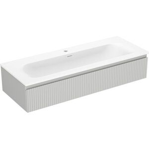 MEXEN/S Rivel koupelnová skříňka 120 cm s umyvadlem Vela, 1 šuplík, reliéf , šedá mat/bílá mat 91A20-12023-1-BF62-W23M01 obraz