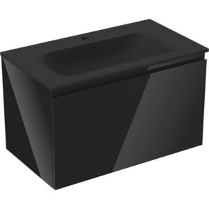MEXEN/S Orio koupelnová skříňka 80 cm s umyvadlem Vela, 1 šuplík, černá lesk/černá mat 91A10-08047-1-BF70-W23M71 obraz