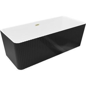 MEXEN/S Nila volně stojící vana reliéf 170 x 75, bílá/černá, sifon a přepad zlatá kartáčovaná 52841708075-55 obraz