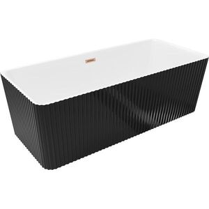 MEXEN/S Nila volně stojící vana reliéf 170 x 75, bílá/černá, sifon a přepad měď kartáčovaná 52841708075-65 obraz