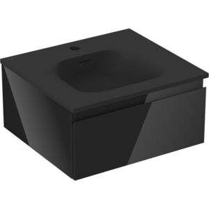 MEXEN/S Orio koupelnová skříňka 50 cm s umyvadlem Vela, 1 šuplík, černá lesk/černá mat 91A10-05023-1-BF70-W23M71 obraz