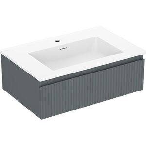 MEXEN/S Rivel koupelnová skříňka 70 cm s umyvadlem Otis, 1 šuplík, reliéf , grafit mat/bílá mat 91A20-07023-1-BF66-W18M01 obraz