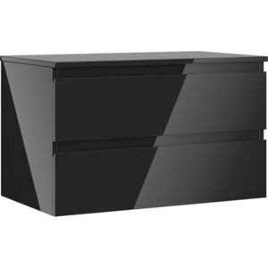 MEXEN/S Orio koupelnová skříňka pod umyvadlo 80 cm s deskou, 2 zásuvky, černá lesk 91A10-08047-2-BFFC70 obraz