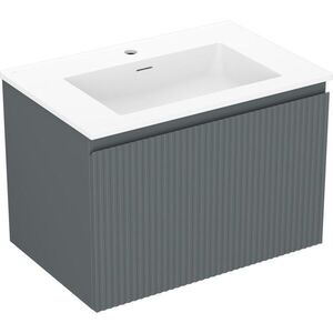 MEXEN/S Rivel koupelnová skříňka 70 cm s umyvadlem Otis, 1 šuplík, reliéf , grafit mat/bílá mat 91A20-07047-1-BF66-W18M01 obraz