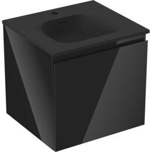 MEXEN/S Orio koupelnová skříňka 50 cm s umyvadlem Vela, 1 šuplík, černá lesk/černá mat 91A10-05047-1-BF70-W23M71 obraz