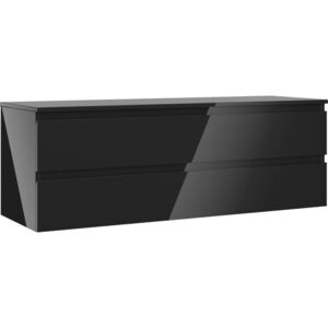 MEXEN/S Orio koupelnová skříňka pod umyvadlo 140 cm s deskou, 2 zásuvky, černá lesk 91A10-14047-2-BFFC70 obraz
